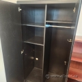 Black 2 Door Wardrobe Storage Cabinet w/ Hanging Hooks, Shelves
